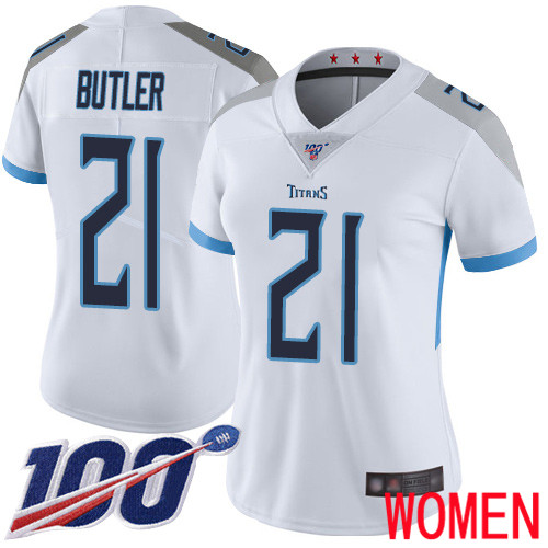 Tennessee Titans Limited White Women Malcolm Butler Road Jersey NFL Football #21 100th Season Vapor Untouchable->tennessee titans->NFL Jersey